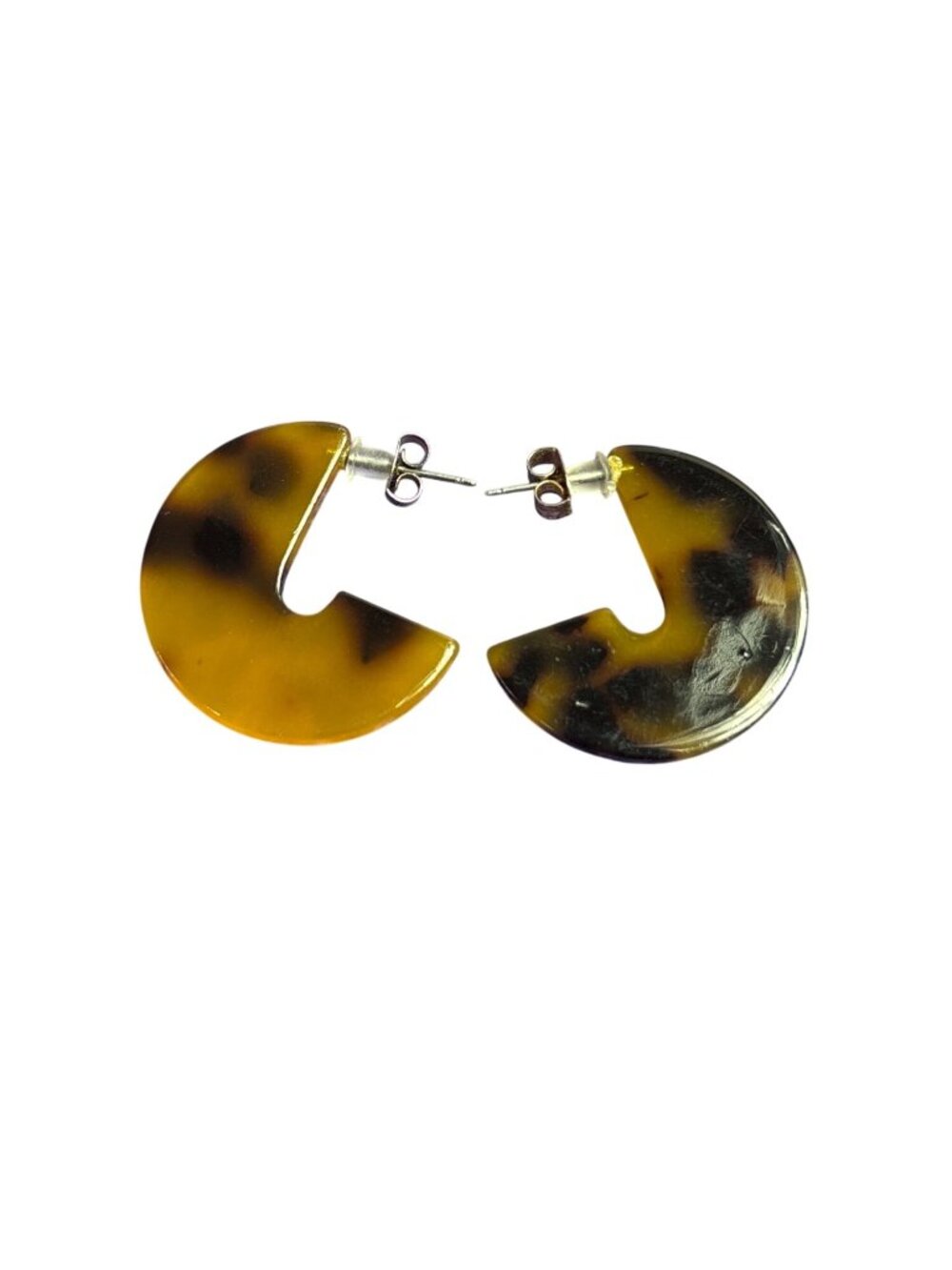 Faux Tortoiseshell Acrylic Circle Hoop Earrings 1 1/8 inches